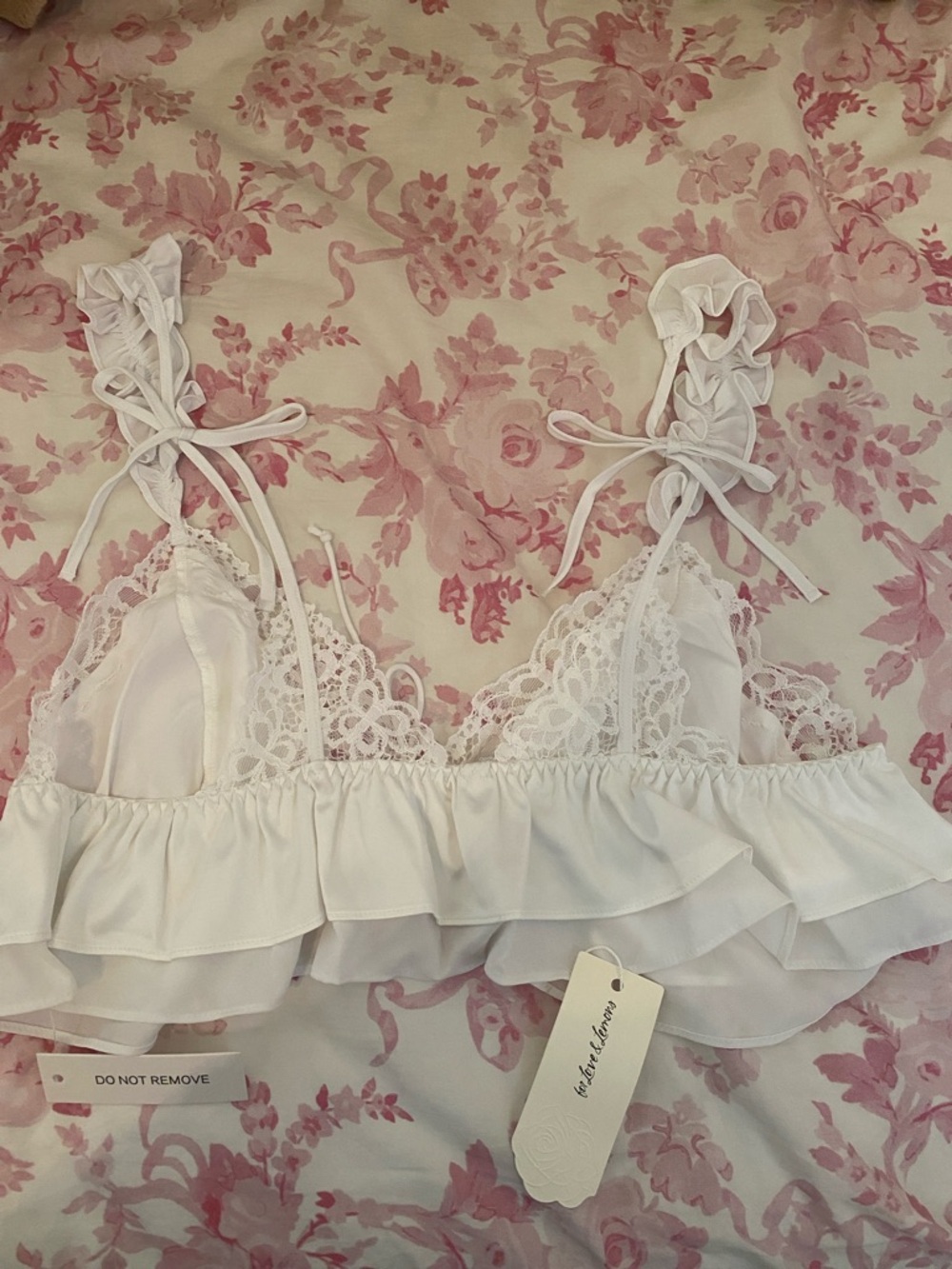 NWT For Love And Lemons White Butterfly Lace Bra Top and Panties Set - Picture 5 of 13